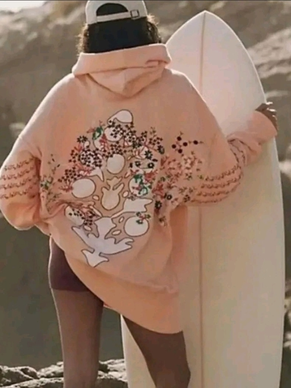 FP Movement At My Best Embroidered Hoodie In Pastel Peach Combo L NWOT